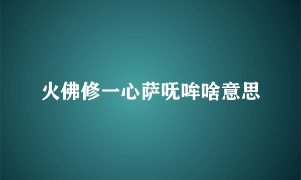 火佛修一心萨呒哞啥意思