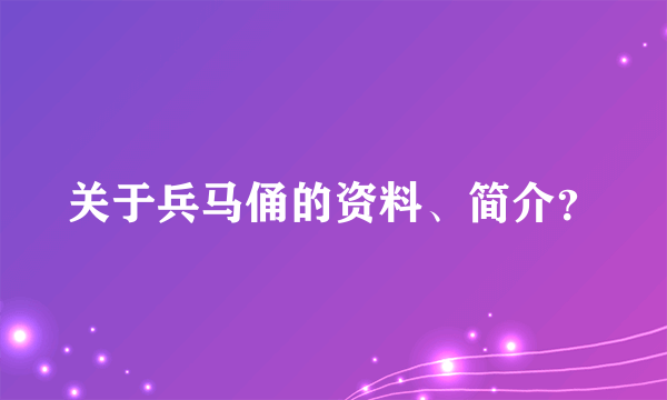 关于兵马俑的资料、简介？