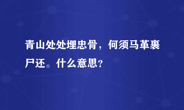 青山处处埋忠骨，何须马革裹尸还。什么意思？