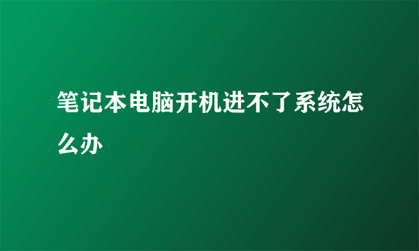 笔记本电脑开机进不了系统怎么办