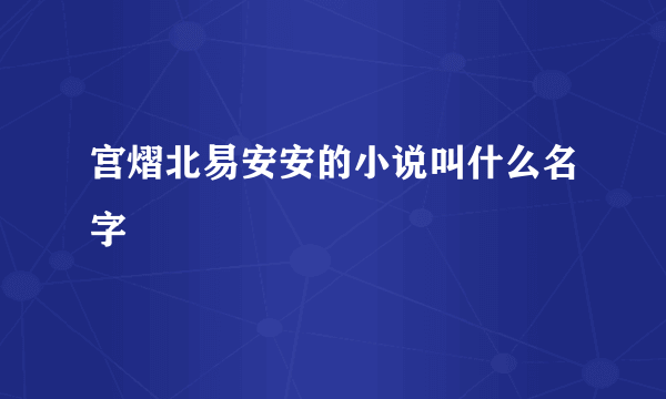 宫熠北易安安的小说叫什么名字