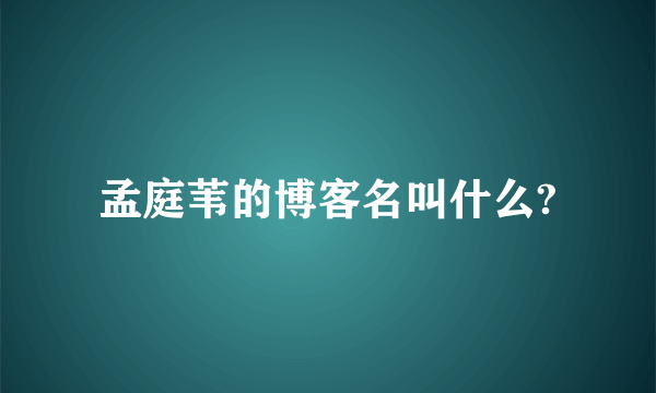 孟庭苇的博客名叫什么?