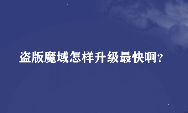 盗版魔域怎样升级最快啊？