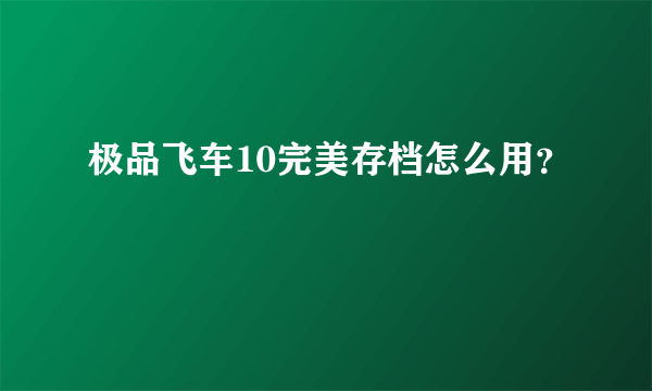 极品飞车10完美存档怎么用？