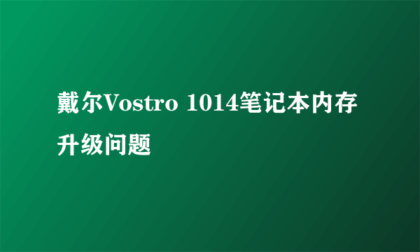 戴尔Vostro 1014笔记本内存升级问题