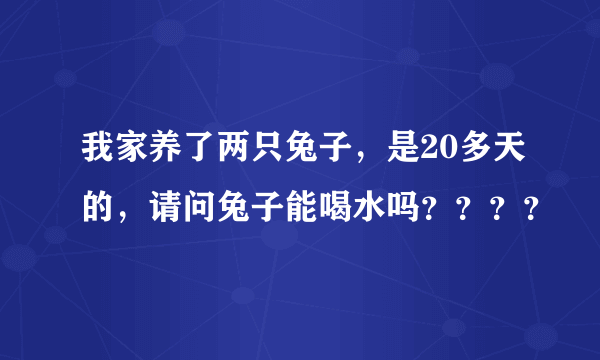 我家养了两只兔子，是20多天的，请问兔子能喝水吗？？？？