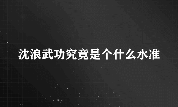 沈浪武功究竟是个什么水准