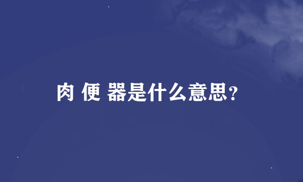 肉 便 器是什么意思？