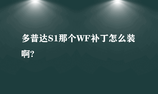 多普达S1那个WF补丁怎么装啊?