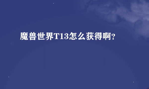 魔兽世界T13怎么获得啊？