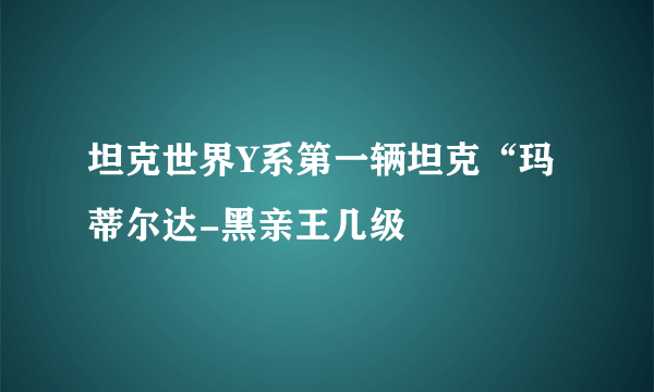 坦克世界Y系第一辆坦克“玛蒂尔达-黑亲王几级