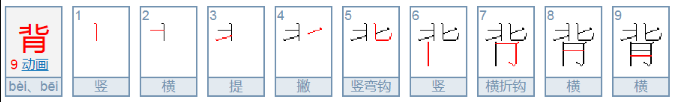 背的笔顺怎么写