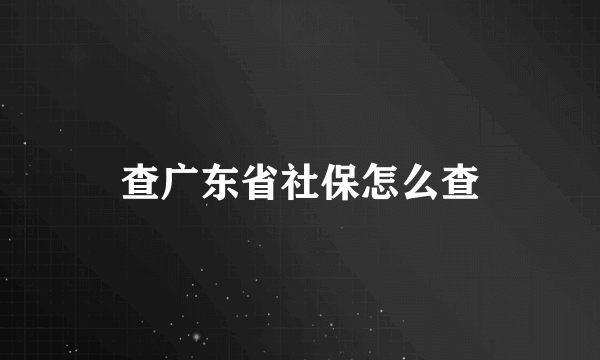 查广东省社保怎么查