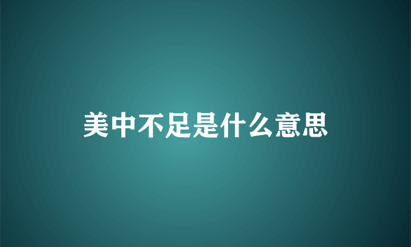 美中不足是什么意思