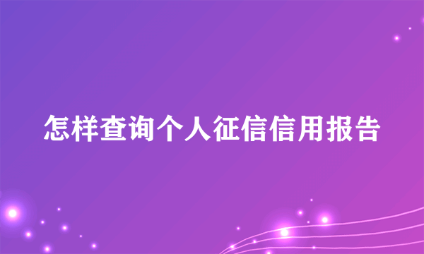 怎样查询个人征信信用报告