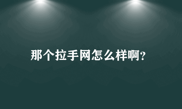 那个拉手网怎么样啊？