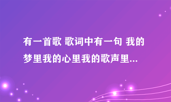 有一首歌 歌词中有一句 我的梦里我的心里我的歌声里、 是什么歌呢~