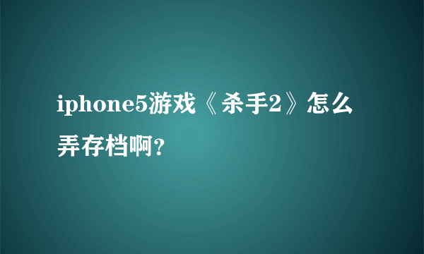 iphone5游戏《杀手2》怎么弄存档啊？