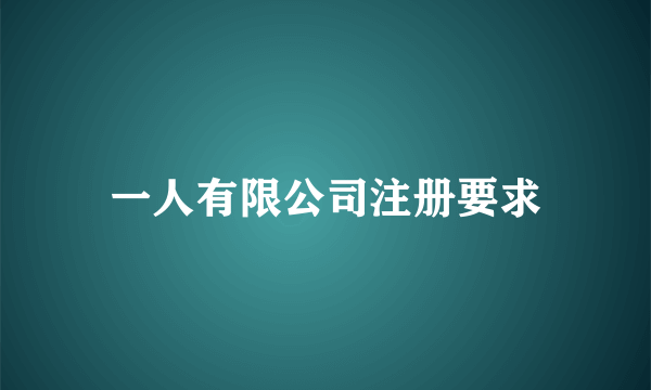 一人有限公司注册要求