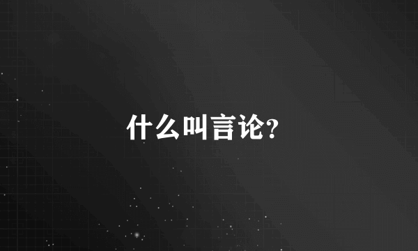 什么叫言论？