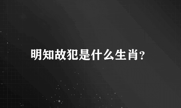 明知故犯是什么生肖？