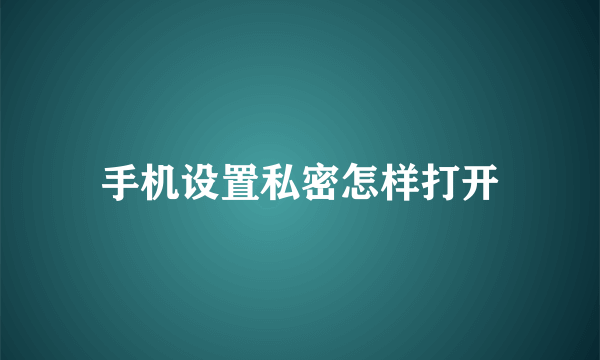 手机设置私密怎样打开