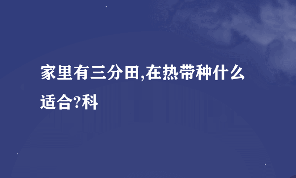 家里有三分田,在热带种什么适合?科