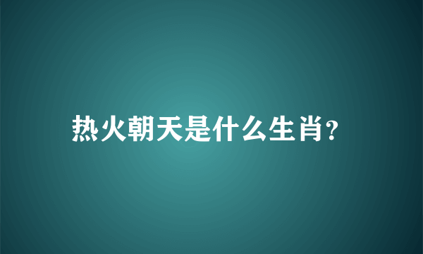 热火朝天是什么生肖？