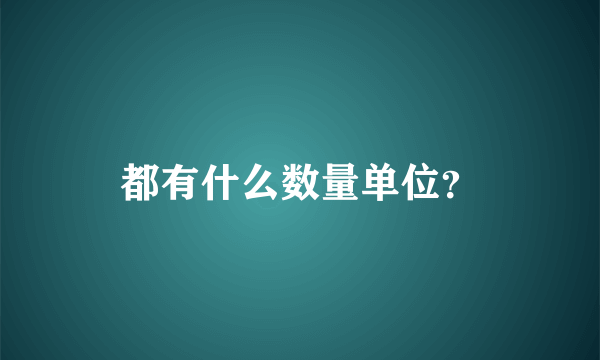 都有什么数量单位？