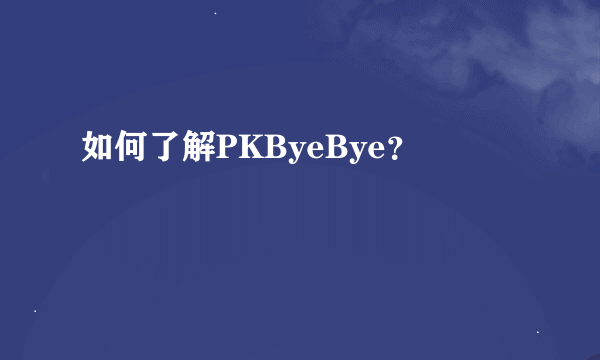 如何了解PKByeBye？