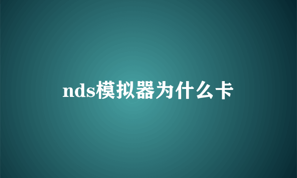 nds模拟器为什么卡