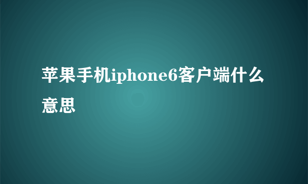 苹果手机iphone6客户端什么意思