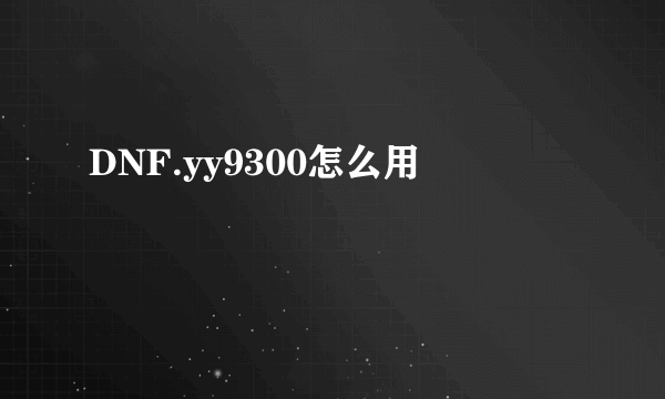 DNF.yy9300怎么用