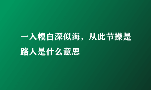 一入糗白深似海，从此节操是路人是什么意思