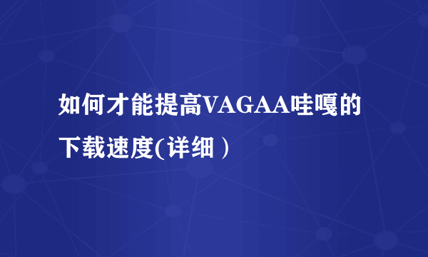 如何才能提高VAGAA哇嘎的下载速度(详细）