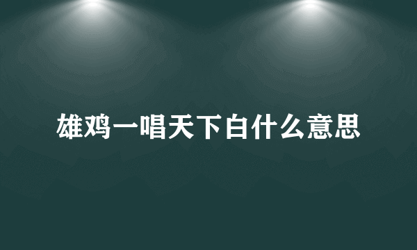 雄鸡一唱天下白什么意思