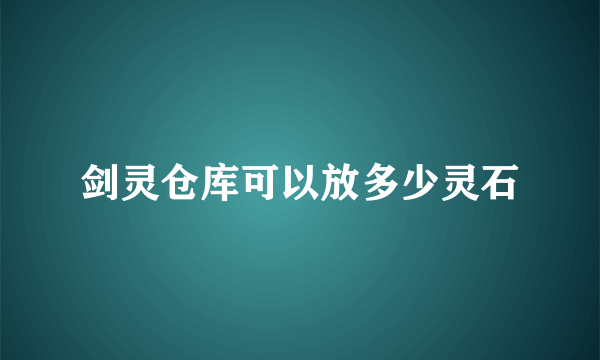 剑灵仓库可以放多少灵石