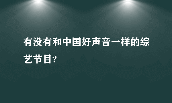 有没有和中国好声音一样的综艺节目?