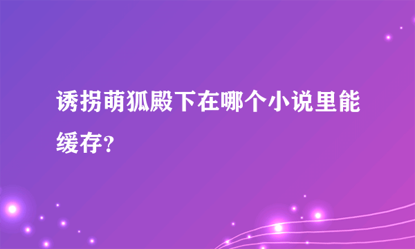 诱拐萌狐殿下在哪个小说里能缓存？