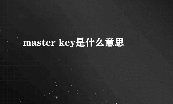 master key是什么意思