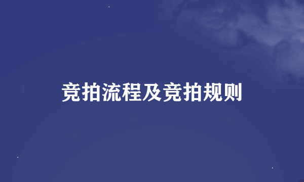 竞拍流程及竞拍规则