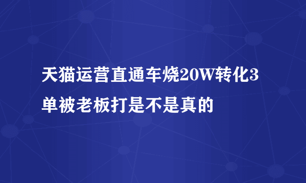 天猫运营直通车烧20W转化3单被老板打是不是真的