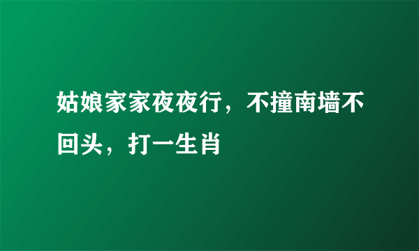 姑娘家家夜夜行，不撞南墙不回头，打一生肖