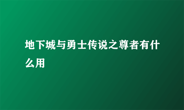 地下城与勇士传说之尊者有什么用