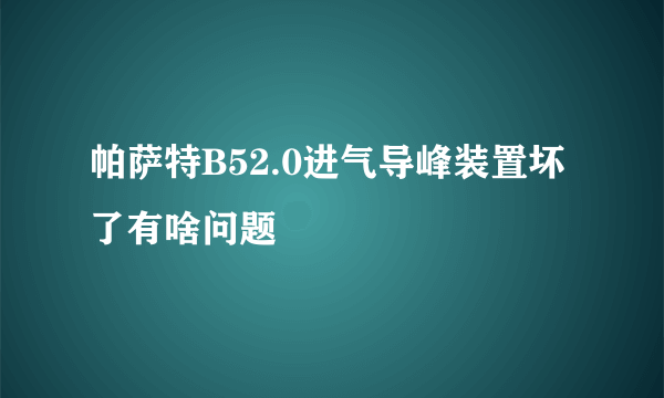 帕萨特B52.0进气导峰装置坏了有啥问题