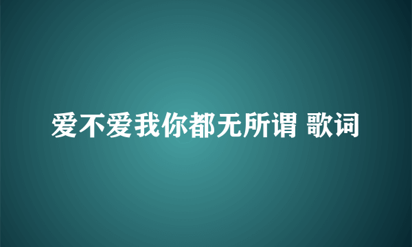 爱不爱我你都无所谓 歌词