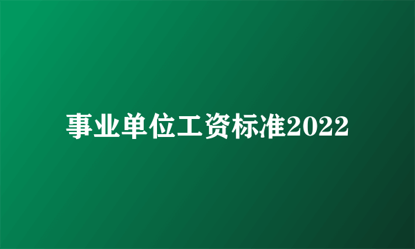 事业单位工资标准2022