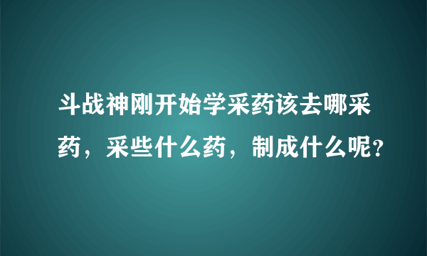 斗战神刚开始学采药该去哪采药，采些什么药，制成什么呢？