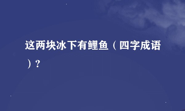 这两块冰下有鲤鱼（四字成语）?