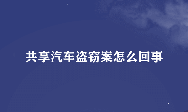 共享汽车盗窃案怎么回事